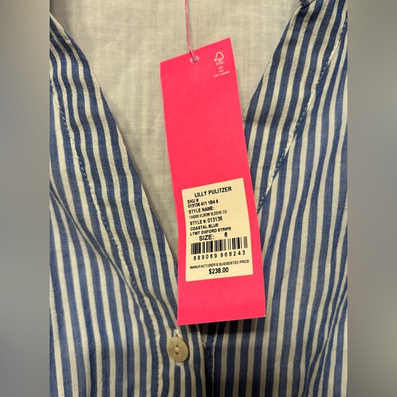 NWT Lilly Pulitzer Tassie Midi Dress Oxford Stripe Coastal Blue Size 6 - Picture 9 of 14